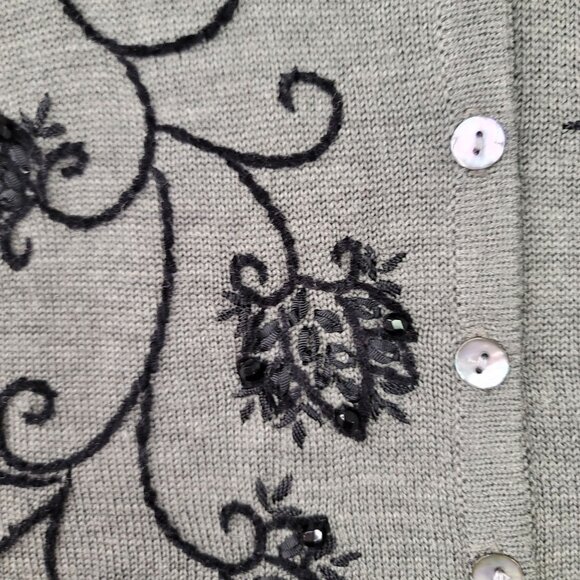 Vintage 95 Susan Bristol Gray Knit Vest Small Beaded Embroidered Deadstock New - Picture 3 of 10